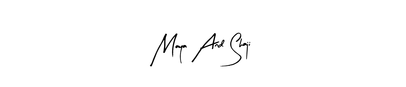 Arty Signature is a professional signature style that is perfect for those who want to add a touch of class to their signature. It is also a great choice for those who want to make their signature more unique. Get Maya And Shaji name to fancy signature for free. Maya And Shaji signature style 8 images and pictures png