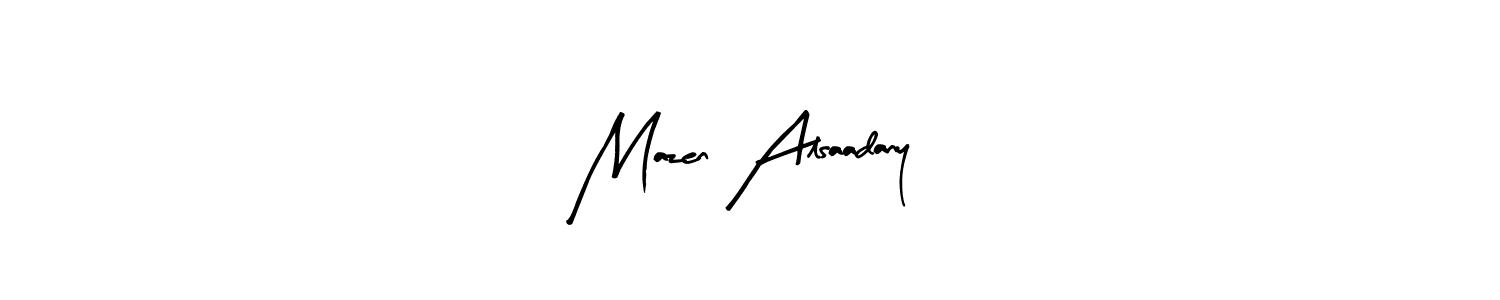 The best way (Arty Signature) to make a short signature is to pick only two or three words in your name. The name Mazen Alsaadany include a total of six letters. For converting this name. Mazen Alsaadany signature style 8 images and pictures png