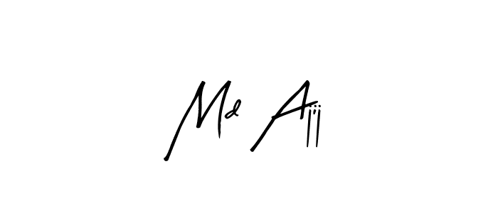 The best way (Arty Signature) to make a short signature is to pick only two or three words in your name. The name Md Ajij include a total of six letters. For converting this name. Md Ajij signature style 8 images and pictures png