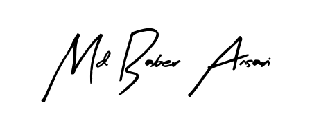 The Arty Signature typeface gives name Md Baber Ansari a refined look. Suitable for certificates, diplomas, and official verification. Md Baber Ansari signature style 8 images and pictures png