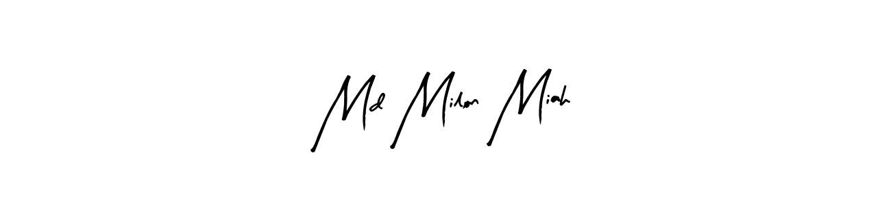 Arty Signature is a professional signature style that is perfect for those who want to add a touch of class to their signature. It is also a great choice for those who want to make their signature more unique. Get Md Milon Miah name to fancy signature for free. Md Milon Miah signature style 8 images and pictures png
