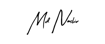 A sleek calligraphic signature for name Md Nashir utilizing Arty Signature styling. Great for adding personal signatures to photos and art. Md Nashir signature style 8 images and pictures png
