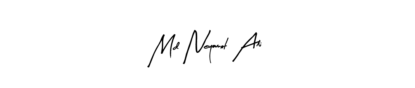 The best way (Arty Signature) to make a short signature is to pick only two or three words in your name. The name Md Neyamot Ali include a total of six letters. For converting this name. Md Neyamot Ali signature style 8 images and pictures png