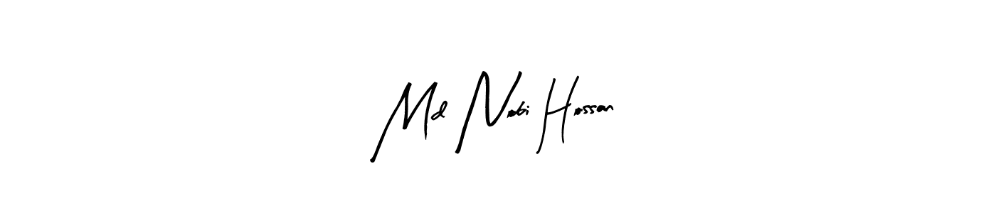 Arty Signature is a professional signature style that is perfect for those who want to add a touch of class to their signature. It is also a great choice for those who want to make their signature more unique. Get Md Nobi Hossan name to fancy signature for free. Md Nobi Hossan signature style 8 images and pictures png