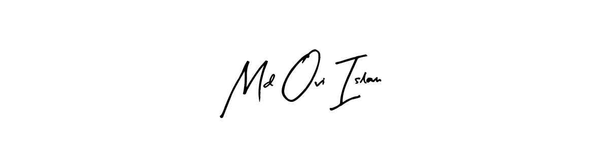 Similarly Arty Signature is the best handwritten signature design. Signature creator online .You can use it as an online autograph creator for name Md Ovi Islam. Md Ovi Islam signature style 8 images and pictures png