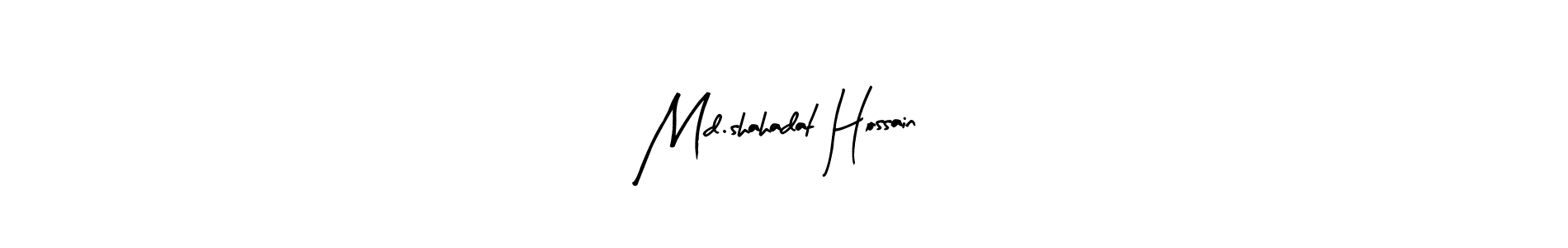 The best way (Arty Signature) to make a short signature is to pick only two or three words in your name. The name Md.shahadat Hossain include a total of six letters. For converting this name. Md.shahadat Hossain signature style 8 images and pictures png