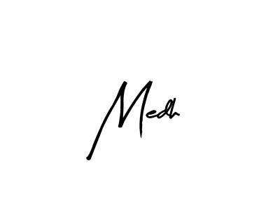 if you are searching for the best signature style for your name Medh. so please give up your signature search. here we have designed multiple signature styles  using Arty Signature. Medh signature style 8 images and pictures png