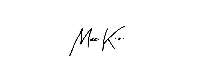 Arty Signature is a professional signature style that is perfect for those who want to add a touch of class to their signature. It is also a great choice for those who want to make their signature more unique. Get Mee K.o. name to fancy signature for free. Mee K.o. signature style 8 images and pictures png