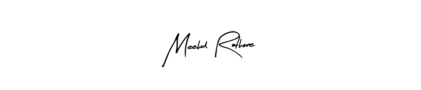 The best way (Arty Signature) to make a short signature is to pick only two or three words in your name. The name Meehul Rathore include a total of six letters. For converting this name. Meehul Rathore signature style 8 images and pictures png