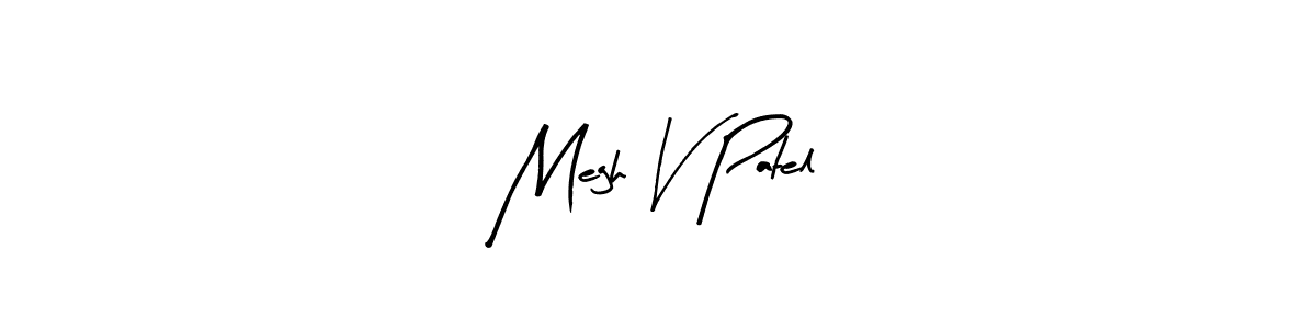 Arty Signature is a professional signature style that is perfect for those who want to add a touch of class to their signature. It is also a great choice for those who want to make their signature more unique. Get Megh V Patel name to fancy signature for free. Megh V Patel signature style 8 images and pictures png