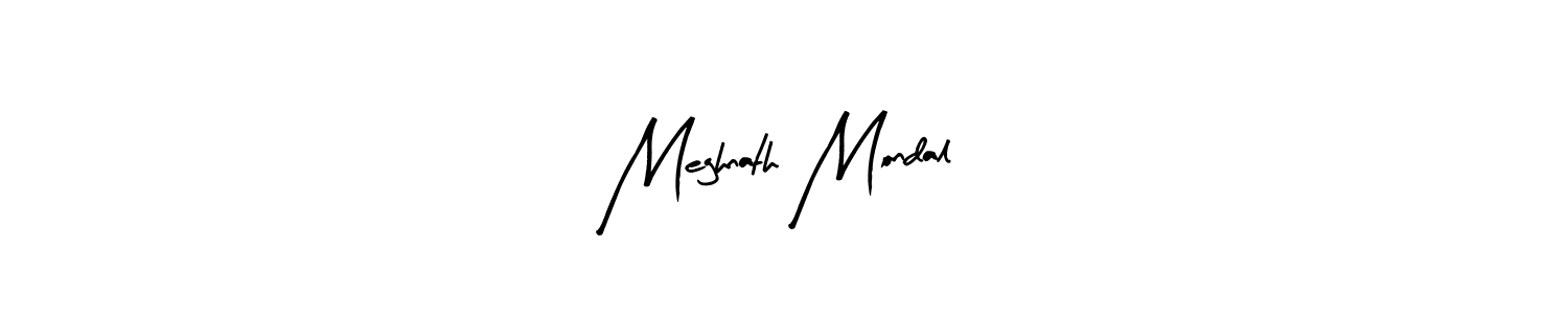 How to make Meghnath Mondal name signature. Use Arty Signature style for creating short signs online. This is the latest handwritten sign. Meghnath Mondal signature style 8 images and pictures png