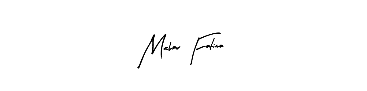 Arty Signature is a professional signature style that is perfect for those who want to add a touch of class to their signature. It is also a great choice for those who want to make their signature more unique. Get Mehar Fatima name to fancy signature for free. Mehar Fatima signature style 8 images and pictures png