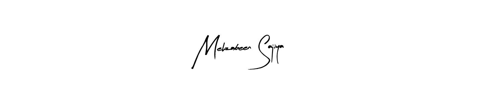 Also we have Mehzabeen Sajiya name is the best signature style. Create professional handwritten signature collection using Arty Signature autograph style. Mehzabeen Sajiya signature style 8 images and pictures png