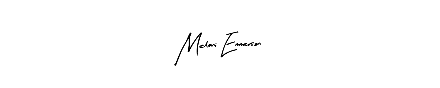 Arty Signature is a professional signature style that is perfect for those who want to add a touch of class to their signature. It is also a great choice for those who want to make their signature more unique. Get Melani Emmerson name to fancy signature for free. Melani Emmerson signature style 8 images and pictures png