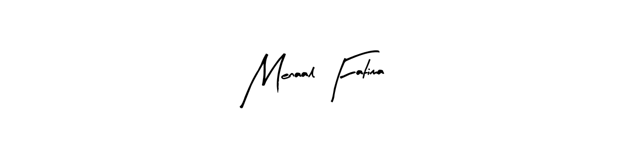 Similarly Arty Signature is the best handwritten signature design. Signature creator online .You can use it as an online autograph creator for name Menaal Fatima. Menaal Fatima signature style 8 images and pictures png