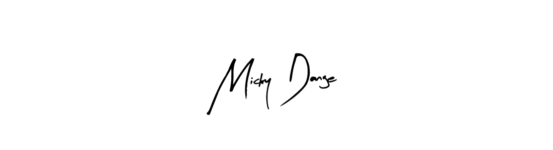 Arty Signature is a professional signature style that is perfect for those who want to add a touch of class to their signature. It is also a great choice for those who want to make their signature more unique. Get Micky Dange name to fancy signature for free. Micky Dange signature style 8 images and pictures png