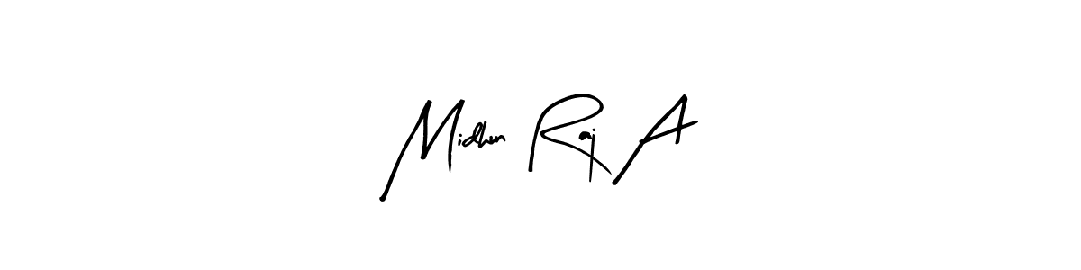 Create a beautiful signature design for name Midhun Raj A. With this signature (Arty Signature) fonts, you can make a handwritten signature for free. Midhun Raj A signature style 8 images and pictures png