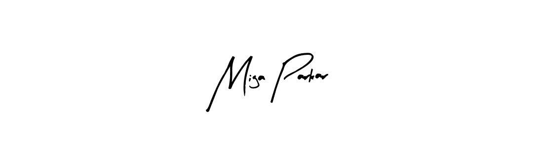 How to make Miga Parkar name signature. Use Arty Signature style for creating short signs online. This is the latest handwritten sign. Miga Parkar signature style 8 images and pictures png