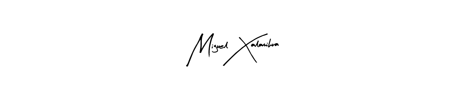 if you are searching for the best signature style for your name Miguel Xalamihua. so please give up your signature search. here we have designed multiple signature styles  using Arty Signature. Miguel Xalamihua signature style 8 images and pictures png