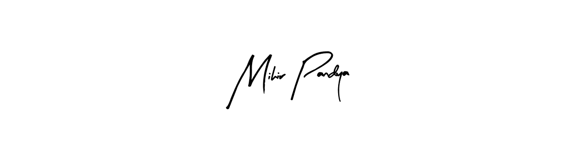 Arty Signature is a professional signature style that is perfect for those who want to add a touch of class to their signature. It is also a great choice for those who want to make their signature more unique. Get Mihir Pandya name to fancy signature for free. Mihir Pandya signature style 8 images and pictures png