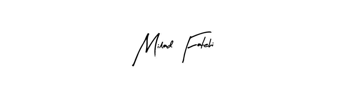 You can use this online signature creator to create a handwritten signature for the name Milad Fatehi. This is the best online autograph maker. Milad Fatehi signature style 8 images and pictures png