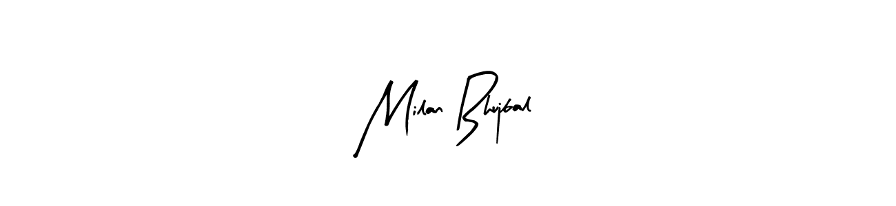 Similarly Arty Signature is the best handwritten signature design. Signature creator online .You can use it as an online autograph creator for name Milan Bhujbal. Milan Bhujbal signature style 8 images and pictures png