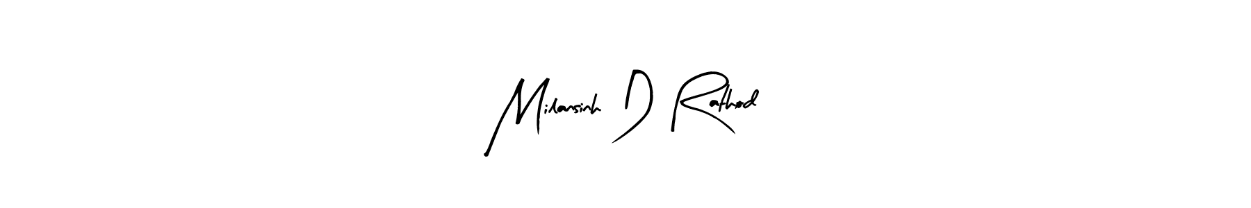 The best way (Arty Signature) to make a short signature is to pick only two or three words in your name. The name Milansinh D Rathod include a total of six letters. For converting this name. Milansinh D Rathod signature style 8 images and pictures png