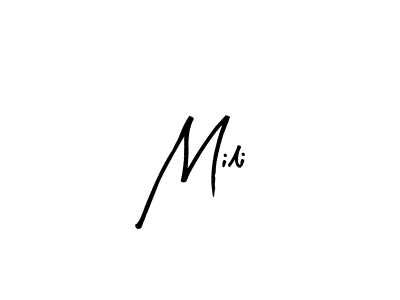 Use a signature maker to create a handwritten signature online. With this signature software, you can design (Arty Signature) your own signature for name Mili. Mili signature style 8 images and pictures png