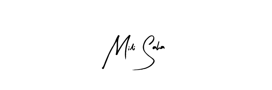 Also we have Mili Saha name is the best signature style. Create professional handwritten signature collection using Arty Signature autograph style. Mili Saha signature style 8 images and pictures png