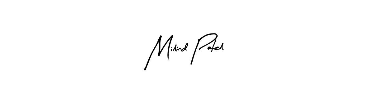 Arty Signature is a professional signature style that is perfect for those who want to add a touch of class to their signature. It is also a great choice for those who want to make their signature more unique. Get Milind Patel name to fancy signature for free. Milind Patel signature style 8 images and pictures png