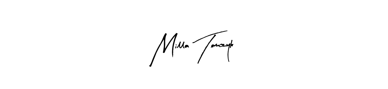 How to make Milla Tomczyk name signature. Use Arty Signature style for creating short signs online. This is the latest handwritten sign. Milla Tomczyk signature style 8 images and pictures png