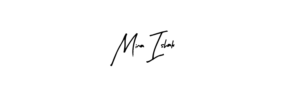 Create a beautiful signature design for name Mina Ishak. With this signature (Arty Signature) fonts, you can make a handwritten signature for free. Mina Ishak signature style 8 images and pictures png