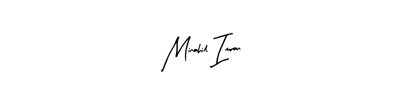 Arty Signature is a professional signature style that is perfect for those who want to add a touch of class to their signature. It is also a great choice for those who want to make their signature more unique. Get Minahil Imran name to fancy signature for free. Minahil Imran signature style 8 images and pictures png