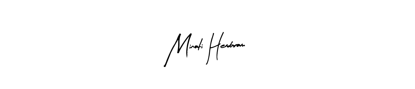 Arty Signature is a professional signature style that is perfect for those who want to add a touch of class to their signature. It is also a great choice for those who want to make their signature more unique. Get Minati Hembram name to fancy signature for free. Minati Hembram signature style 8 images and pictures png