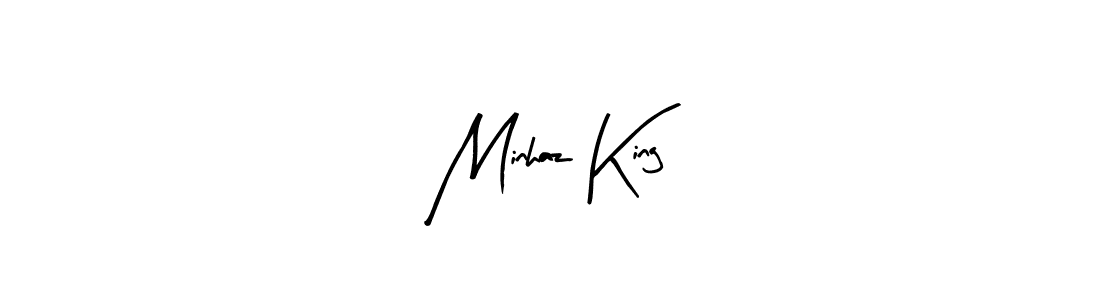 Use a signature maker to create a handwritten signature online. With this signature software, you can design (Arty Signature) your own signature for name Minhaz King. Minhaz King signature style 8 images and pictures png