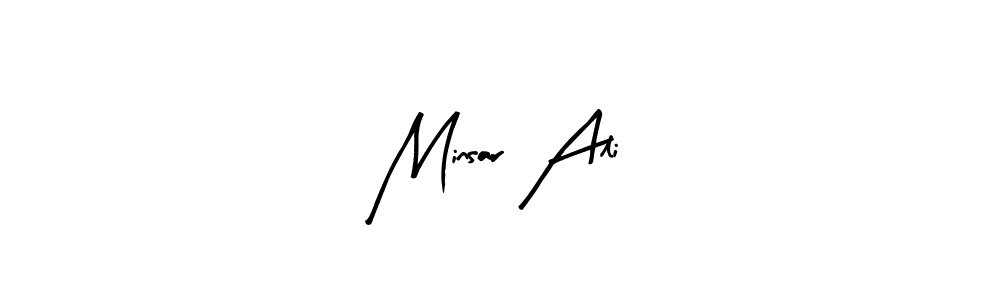 Arty Signature is a professional signature style that is perfect for those who want to add a touch of class to their signature. It is also a great choice for those who want to make their signature more unique. Get Minsar Ali name to fancy signature for free. Minsar Ali signature style 8 images and pictures png