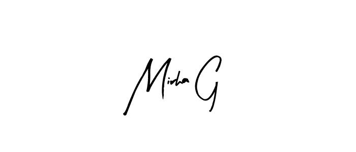 Mirha G stylish signature style. Best Handwritten Sign (Arty Signature) for my name. Handwritten Signature Collection Ideas for my name Mirha G. Mirha G signature style 8 images and pictures png