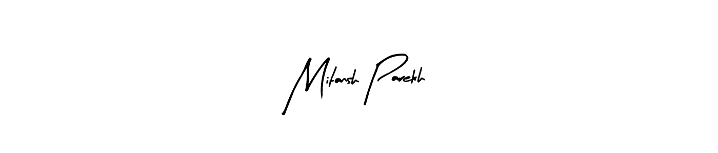 The best way (Arty Signature) to make a short signature is to pick only two or three words in your name. The name Mitansh Parekh include a total of six letters. For converting this name. Mitansh Parekh signature style 8 images and pictures png