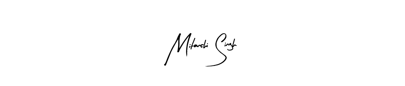 Arty Signature is a professional signature style that is perfect for those who want to add a touch of class to their signature. It is also a great choice for those who want to make their signature more unique. Get Mitanshi Singh name to fancy signature for free. Mitanshi Singh signature style 8 images and pictures png