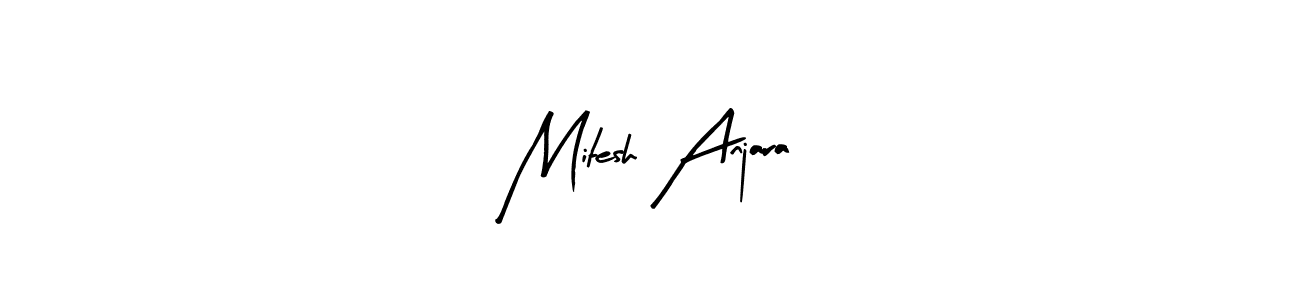 Arty Signature is a professional signature style that is perfect for those who want to add a touch of class to their signature. It is also a great choice for those who want to make their signature more unique. Get Mitesh Anjara name to fancy signature for free. Mitesh Anjara signature style 8 images and pictures png