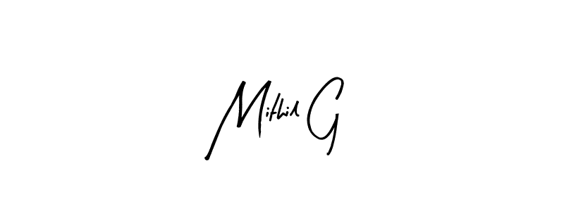 Mithil G stylish signature style. Best Handwritten Sign (Arty Signature) for my name. Handwritten Signature Collection Ideas for my name Mithil G. Mithil G signature style 8 images and pictures png