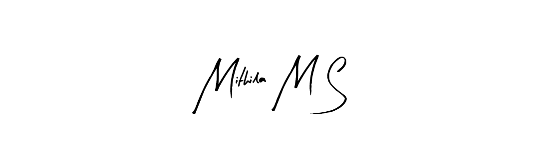 if you are searching for the best signature style for your name Mithila M S. so please give up your signature search. here we have designed multiple signature styles  using Arty Signature. Mithila M S signature style 8 images and pictures png