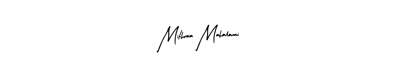 How to make Mithraa Mahalaxmi name signature. Use Arty Signature style for creating short signs online. This is the latest handwritten sign. Mithraa Mahalaxmi signature style 8 images and pictures png