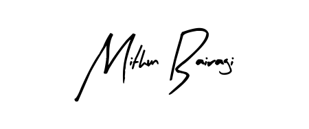 The Arty Signature typeface gives name Mithun Bairagi a refined look. Suitable for certificates, diplomas, and official verification. Mithun Bairagi signature style 8 images and pictures png