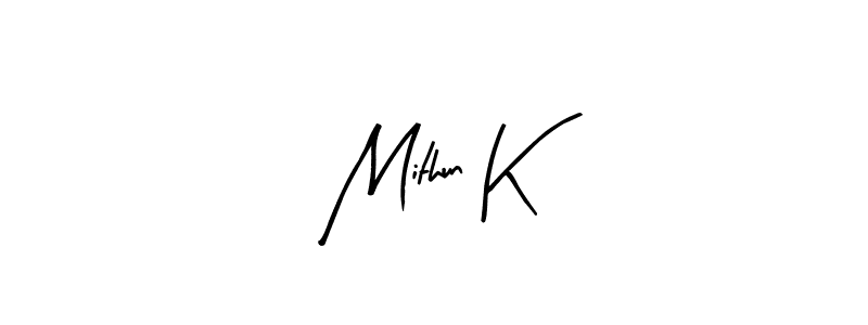 Create a beautiful signature design for name Mithun K. With this signature (Arty Signature) fonts, you can make a handwritten signature for free. Mithun K signature style 8 images and pictures png