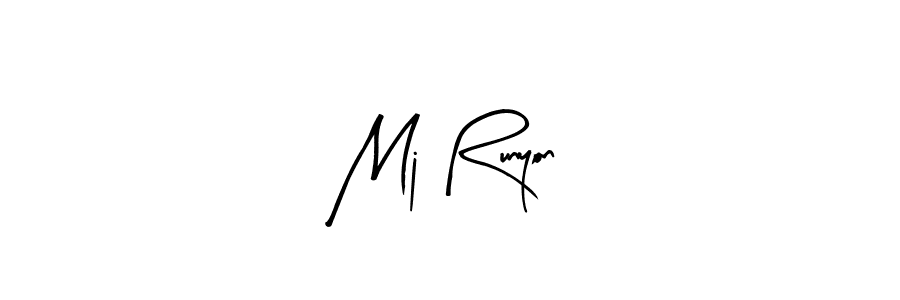 Make a beautiful signature design for name Mj Runyon. With this signature (Arty Signature) style, you can create a handwritten signature for free. Mj Runyon signature style 8 images and pictures png