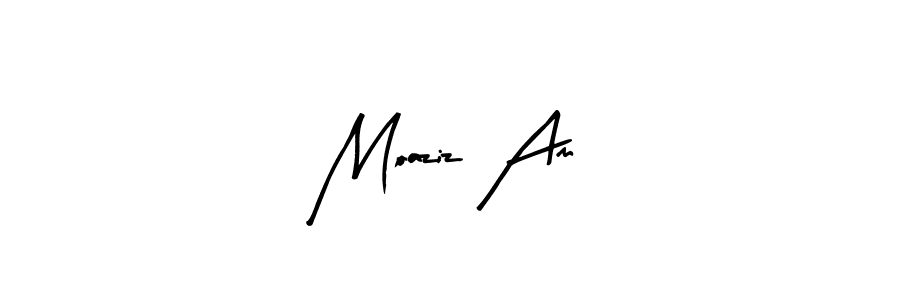 Arty Signature is a professional signature style that is perfect for those who want to add a touch of class to their signature. It is also a great choice for those who want to make their signature more unique. Get Moaziz Am name to fancy signature for free. Moaziz Am signature style 8 images and pictures png