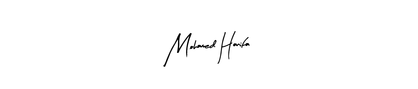 Arty Signature is a professional signature style that is perfect for those who want to add a touch of class to their signature. It is also a great choice for those who want to make their signature more unique. Get Mohamed Hanifa name to fancy signature for free. Mohamed Hanifa signature style 8 images and pictures png
