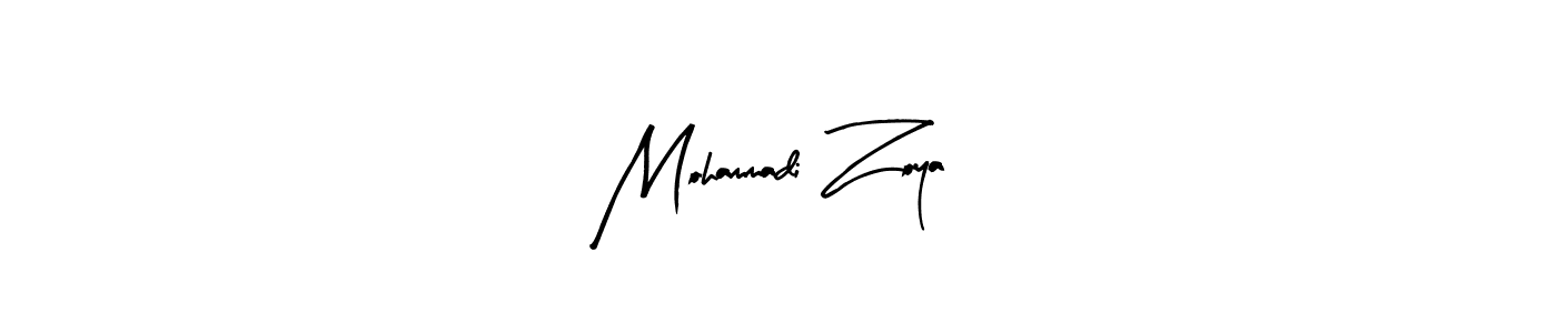 How to make Mohammadi Zoya name signature. Use Arty Signature style for creating short signs online. This is the latest handwritten sign. Mohammadi Zoya signature style 8 images and pictures png