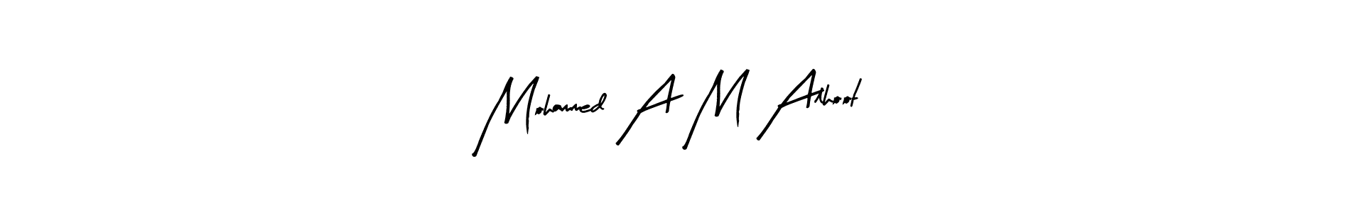 Create a beautiful signature design for name Mohammed A M Alhoot. With this signature (Arty Signature) fonts, you can make a handwritten signature for free. Mohammed A M Alhoot signature style 8 images and pictures png